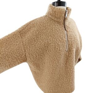 NWOT Zara faux shearling sherpa teddy popover camel brown coat small